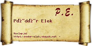 Pádár Elek névjegykártya